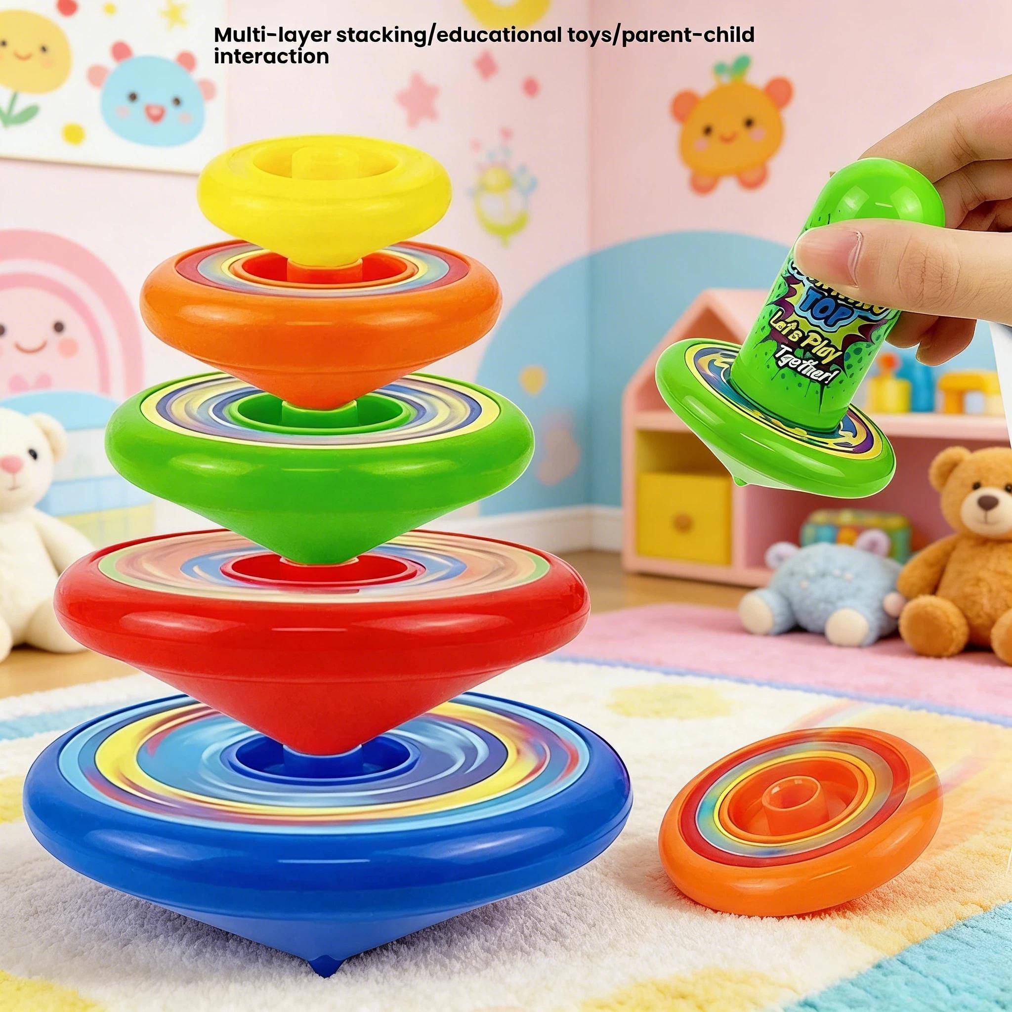 Colorful Stacking Gyro Toy, 5-Layer Rotating Battle Top, Interactive Stackable Spinning Top Game for Competitive Play
