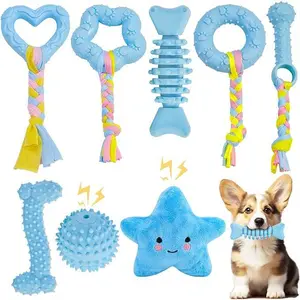 8/6 Pack Blue Puppy Toys Set,Puppy Chew Toys for Teething,Cute Pink Small Dog Toys Set,Teething Toys for Puppies,Soft Durable Interactive Chew Toy for Small Dogs,Christmas Party Gifts,Hand Tools Kits