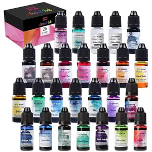 Alcohol Ink for Epoxy Resin LET'S RESIN Concentrated Alcohol Ink Set, 26 Vibrant Colors Alcohol-Based Resin Ink,Alcohol Paint Resin Dye for Resin Art, Tumblers, Resin Epoxy(Each 0.35oz)