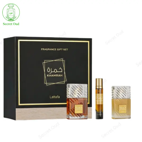 Lattafa Khamrah Set For Unisex Eau De Parfum 100ml + Travel Size 12ml + Hair Mist 50ml
