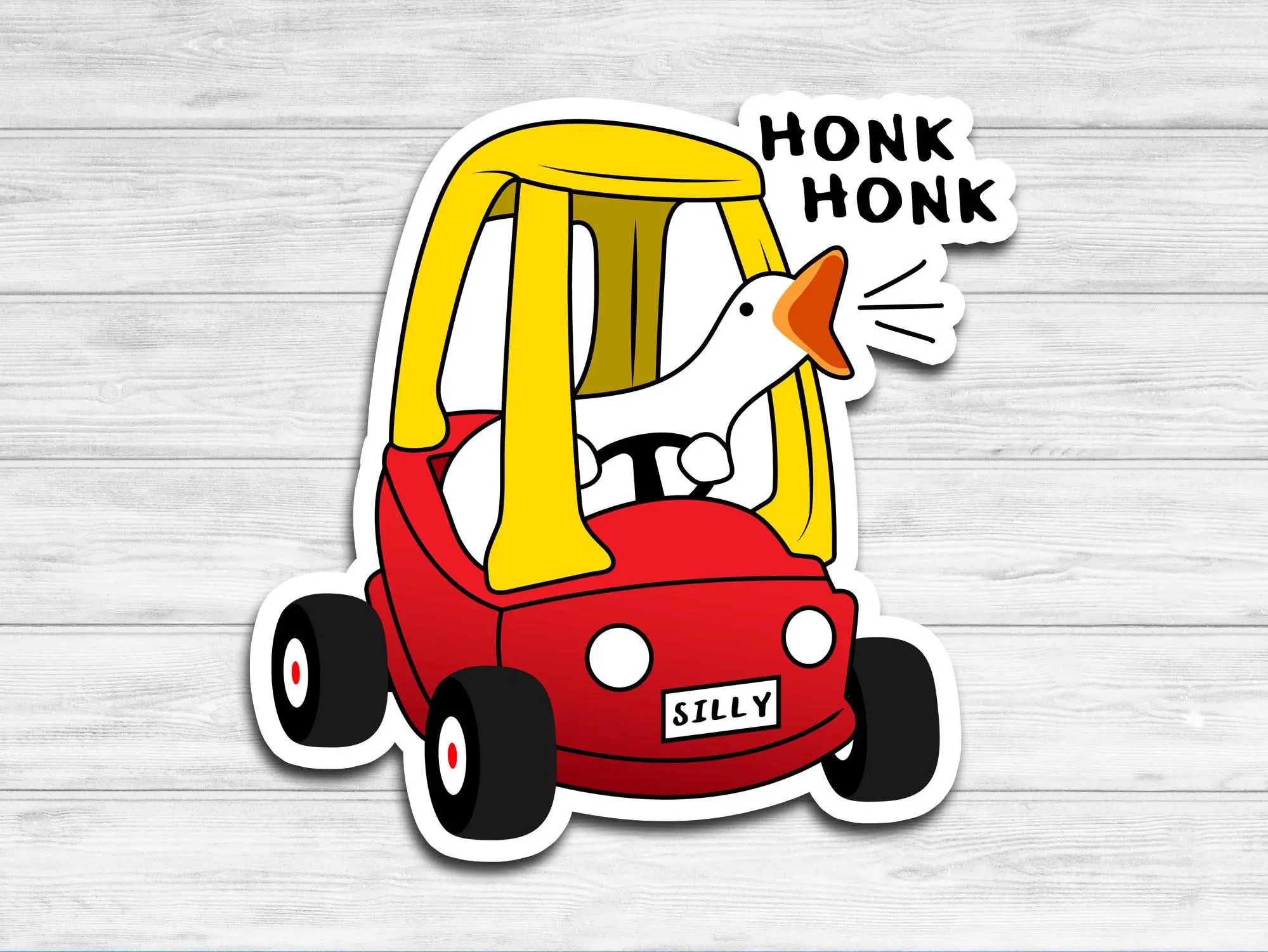 Silly Goose Vinyl Sticker Funny Duck Cute Goose Sticker For Car, Laptop, Phone, Toolbox, Hard Hat, Hydroflask, Water Bottle | Die-Cut Sticker for Laptop Water Bottle