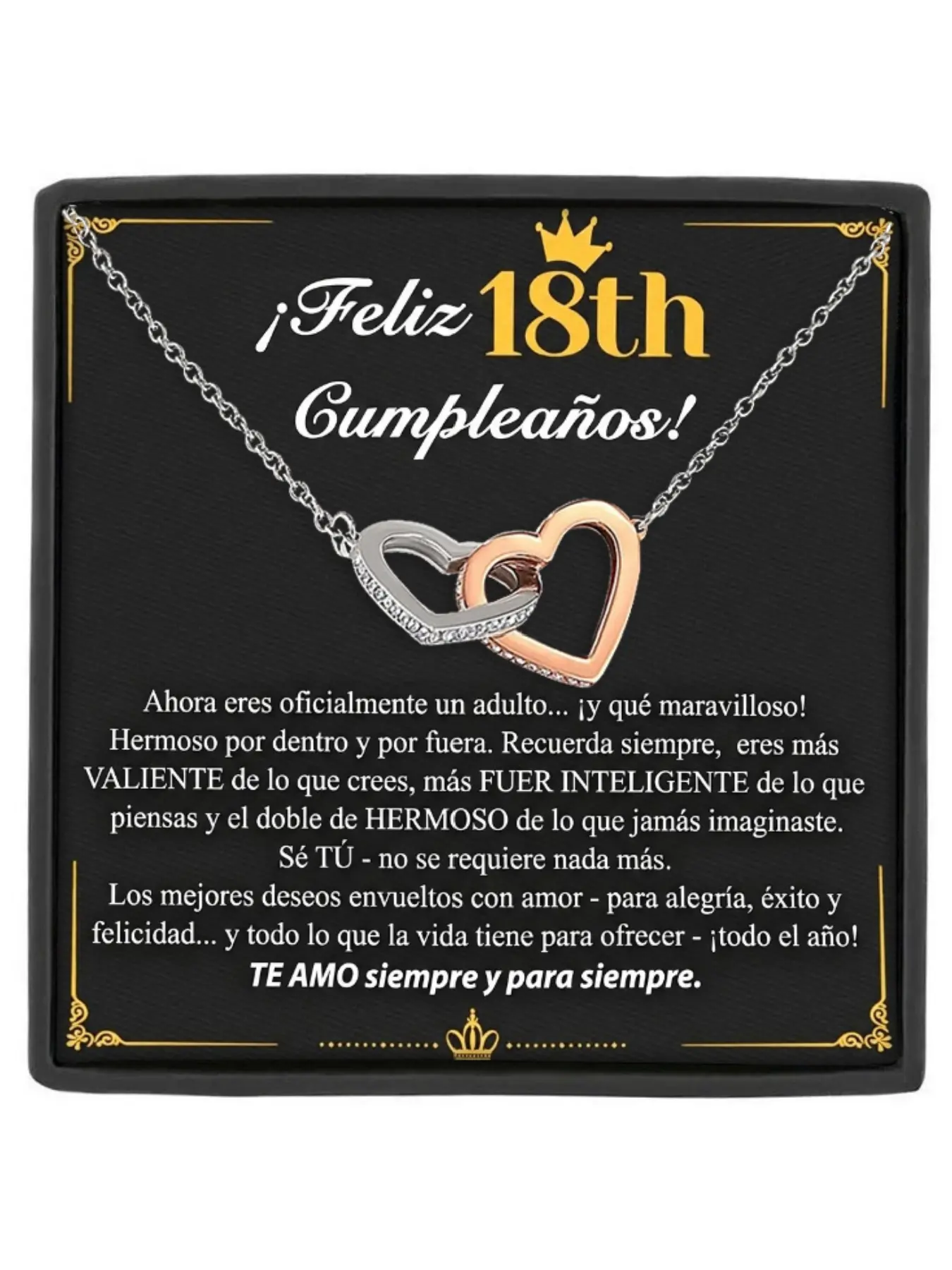 18th Birthday Necklace Gift Interlocking Heart Necklace with Message Card and Gift Box Happy 18th Birthday Necklace for Daughter/Granddaughter/Niece
