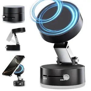 Multifunctional Magnetic Vacuum Phone Holder, Foldable & Extensible Design, Suitable for Smartphones, Strong Suction Cup Stand, Car Mount Smartphone