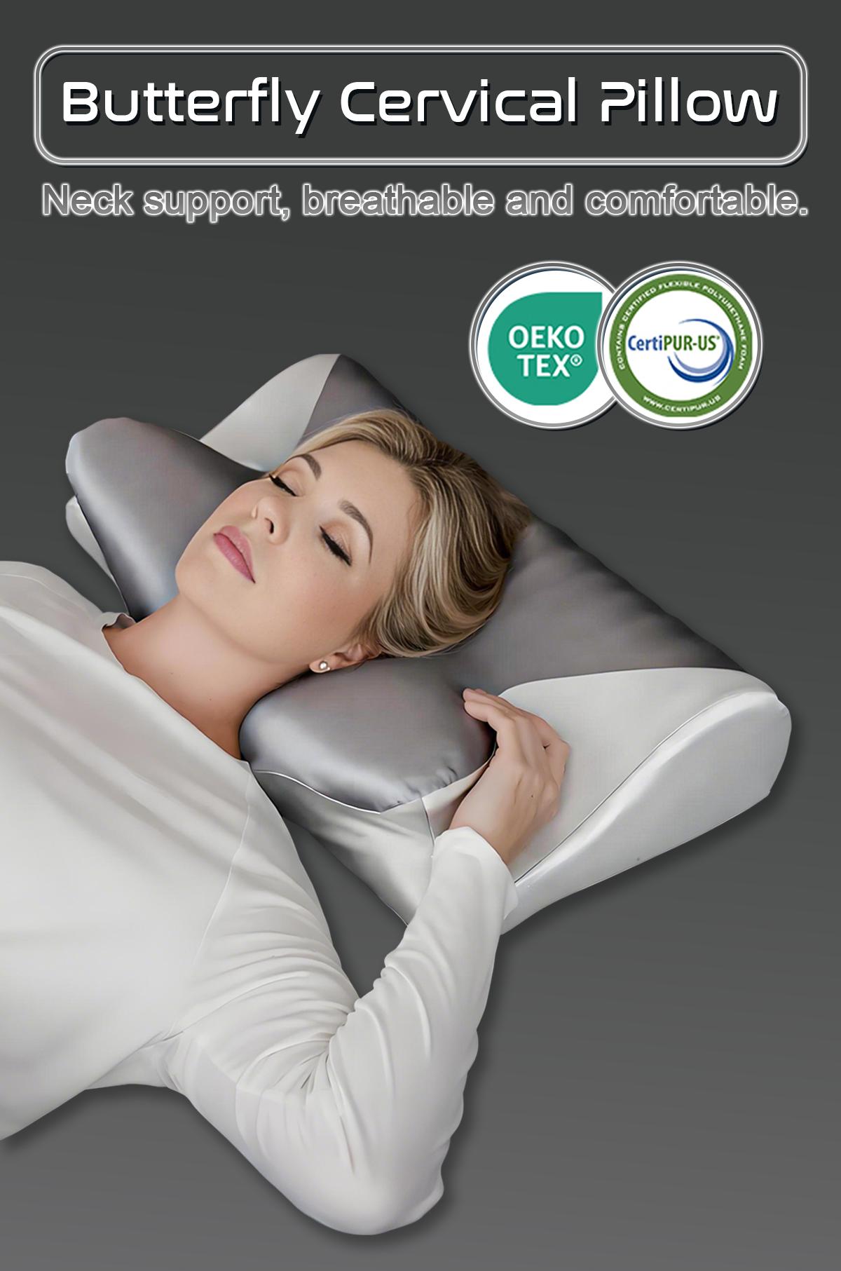 Orthopedic Neck Support Pillow for Sleeping, 3D Butterfly Memory Foam Pillow for Neck Pain Relief & Posture Correction, Breathable Cooling Cervical Pillow for Side Back Sleepers, Shoulder Spine Alignment Bed Pillow for Adults Bedroom