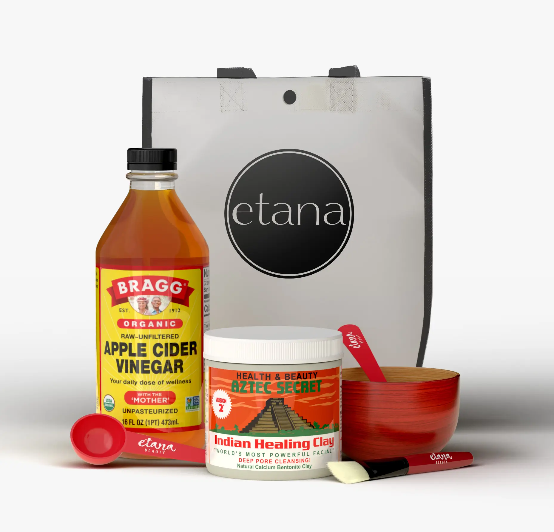 Aztec Secret Premium Kit – Complete Detox Clay Mask Experience with Apple Clay Mask & Bragg’s Organic Apple Cider Vinegar for Enhanced Pore Cleansing Beauty Face Mask Bentonite Clay