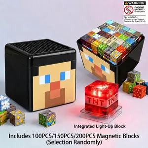 Light Up Magnetic Blocks-200/150PCS 3D Magnetic Building Blocks Set With Storage Box, Light Up Magnet Cubes, Toddler Construction Stacking Toy For Kids 3+ Boys Girls, Montessori STEM Kids Sensory Toys With LED Lights, Building Sets, Easter Birthday Gifts