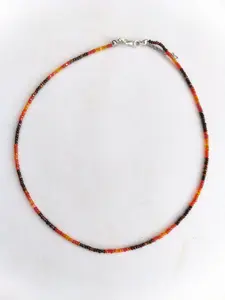 Handmade Western Style Brown Sunrise Boho Beaded  2mm Choker Necklace Hippie Glass Unisex Gift 17"