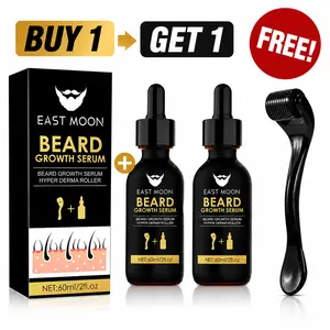 Buy 1 Get 1 Free Beard Care Oil, Beard Growth Serum with Derma Roller, Moisturizing Beard Essential Oil for Men, Nourishing Beard Care for Softer Fuller Looking Beard