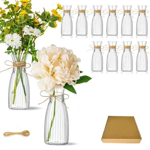 11-Piece Plastic Decorative Vase Set with Rope, 10 Vases and 1 Rope for Floral Decor, Ideal for Centerpieces, Wedding, Home Table Decor, Flower Arrangements
