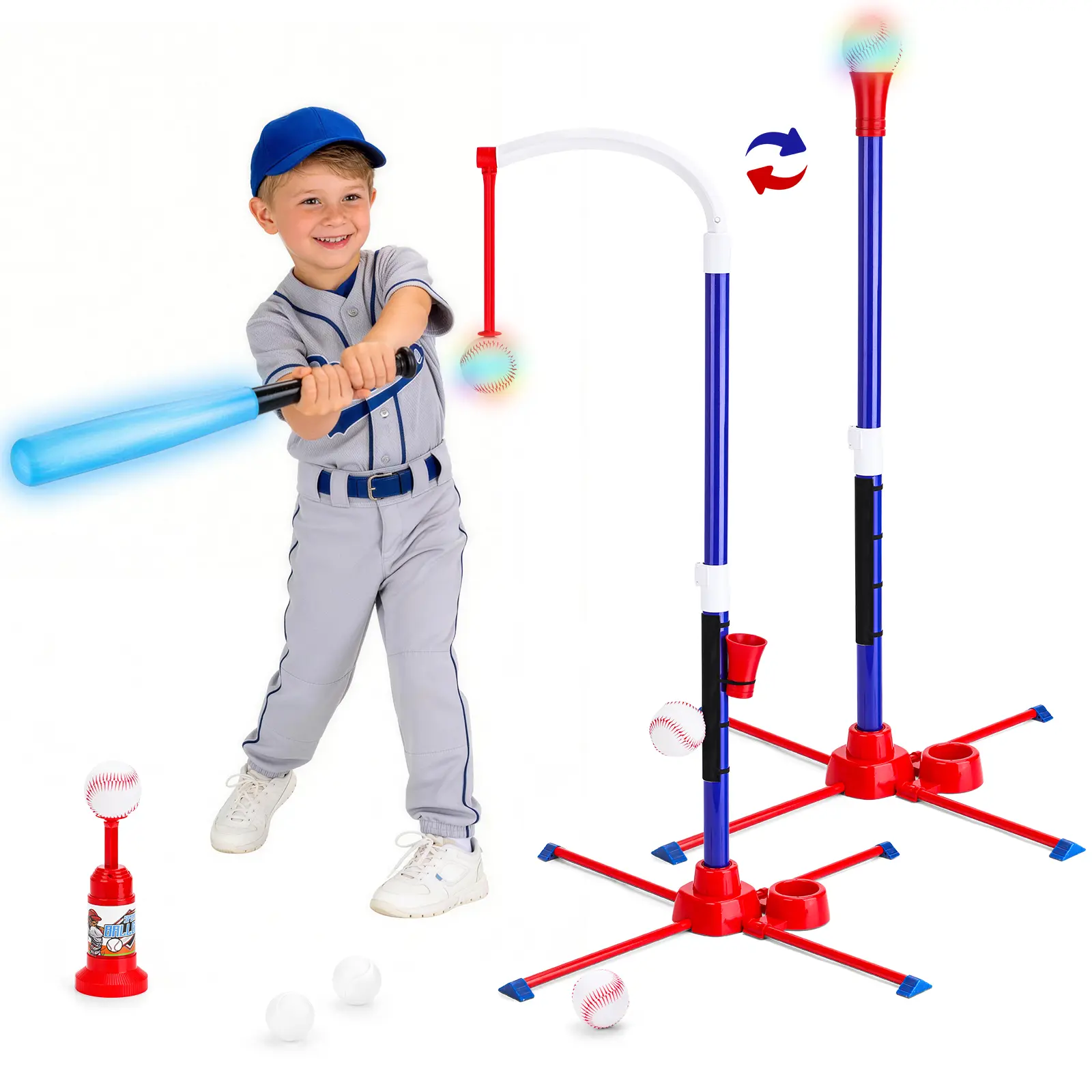 3-in-1 LED Tball Set for Kids 3-5, 5-8, Light up Tee Ball Set for Boys, Glow in The Dark Kids Outdoor Playset Baseball Toys Gifts for Boys Girls #SummerVibes