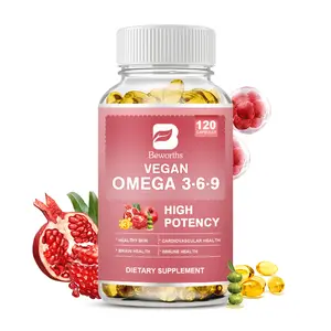 BEWANTS Omega 3-6-9 Oil Vegan Capsules, 5 In 1 Plant-based Omega 3 6 9 Essential Fatty Acids (EFA), 30-Day Supply