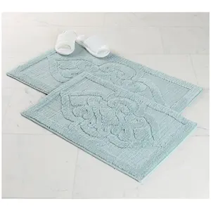 Superior 2 Piece Myra Medallion Washable Bath Rug Set, Large