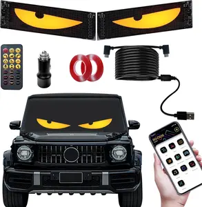 2 count Synchronized Devil Led Eyes Light for  Windshield, 15"x4" Programmable ojos led para carro Sign, Full Color Electra Eyes for , DIY Led Matrix Panel,  App & Remote Contro