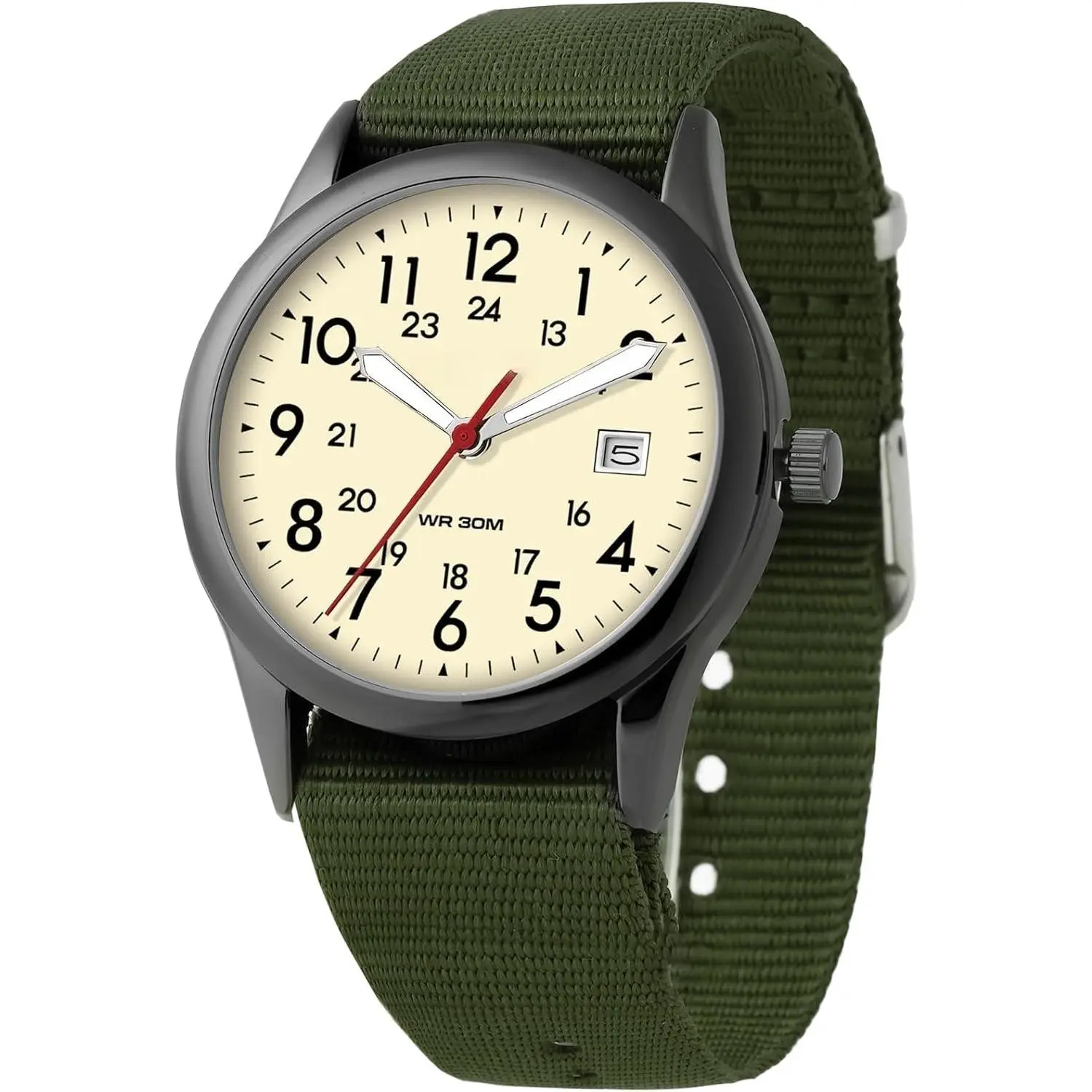 WWA-XLL Expedition Scout Wrist Watch for Men Women 38mm Rugged Outdoor Wind Up Military Analog Watches, Everyday Quartz Wristwatch for All