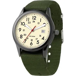 BYW46 Expedition Scout Wrist Watch for Men Women 38mm Rugged Outdoor Wind Up Military Analog Watches, Everyday Quartz Wristwatch for All