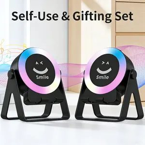 5-in-1 Wireless Induction Bluetooth Speaker Stand – 360° Rotating Phone & Tablet Holder with RGB Ambient Light, HD Surround Sound, 500mAh Rechargeable Battery, Desk Speaker for Home, Office & Travel