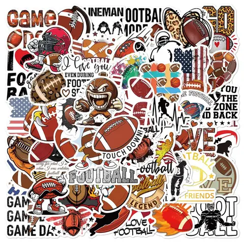 Football Themed Sticker, 50pcs/set Waterproof Self Adhesive Decor Paper, Decor Sticker for Gift Greeting Card Water Bottle Laptop Phone, Decorative Stickers