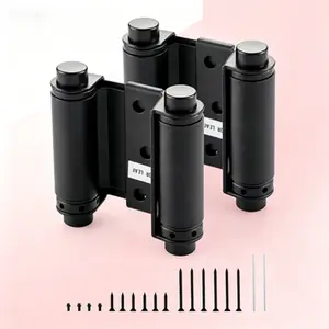 Matte Black Self Closing Door Hinge, 3 Inch Double Action Spring Hinge for Swinging Cafe Doors, Saloon Bar Pub Door Hardware with Screws, Heavy Duty Swing Hinge for Kitchen or Bathroom, 2 Pack