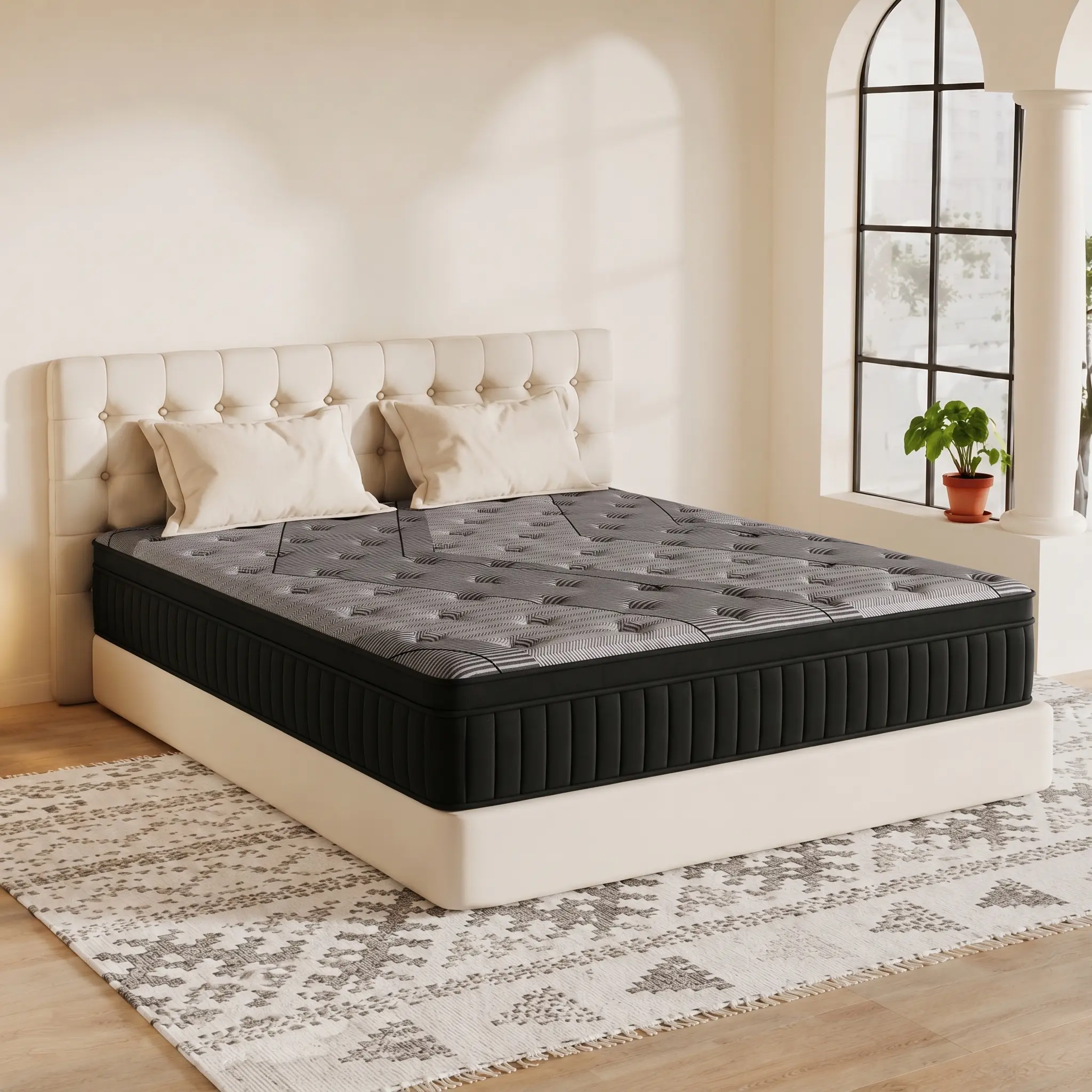 High Quality Mattress - 12" Queen Size & 14" King Size Cooling Gel Memory Foam Pocket Spring, Medium Firm, Motion Isolation, Pressure Relief, Hotel Luxury, Edge Support, CertiPUR-US Bed-in-a-Box, Office Cooling Bedding Solutions, Queen Size Mattress