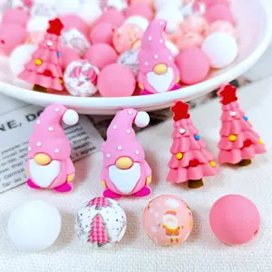 56 silicone beads with a 3D pink gnome theme, suitable for earrings, necklaces, bag chains, bracelets, pens, phone charms, makeup brushes, keychains, and other DIY kit accessories, perfect as Christmas and Valentine's Day gifts.