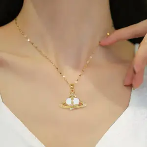 WestWood NaNa Saturn Orb Necklace Design Dainty Luxurious Necklace