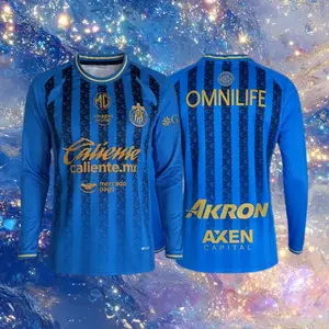 25 26 Chivas de Guadalajara Mexico LIGAMX Third Away Blue Long Sleeve Soccer Jersey Fans Version