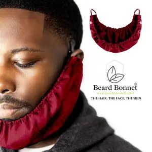 Beard Bonnet - Burgundy - for Essential Oil and Moisture Retention and Healthy Hair Growth - Premium Quality Silky Soft Beard Conditioning Cap, Beard Durag, Helps to Prevent Itching and Split Ends - Satin Beard Bandana