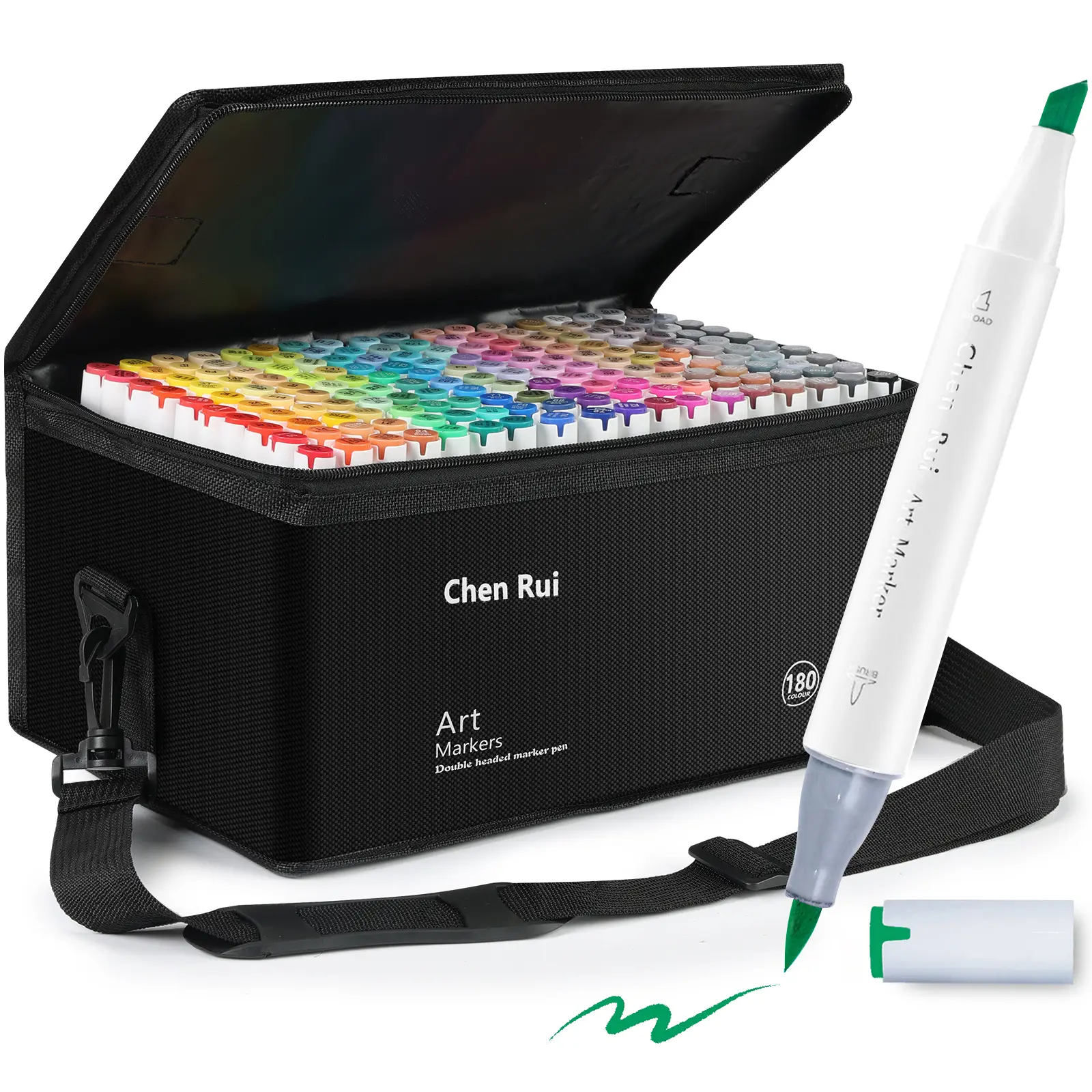 Chen Rui Refillable Professional Alcohol Markers (48-180 Count) - Dual Brush & Chisel Tip Calligraphy Pen Set with Base, Office Stationery Art Supplies for Artists, Ideal Back to School Shopping School Supplies Gift