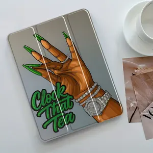 Hand Design Three-tiered stand iPad case, Ipad Tablet Accessories, Transparent Acrylic Back Panel With Pencil Slot, Suitable for iPad models, Scratch-resistant Ultra-thin, Shock-resistant Full Cover Tablet Stand, Suitable for Home, Office and School