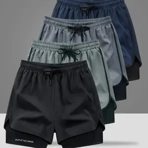4-pack with double-layer design sports shorts, featuring a loose outer layer and breathable quick-dry liner perfect for running, workouts, and everyday casual wear SpringStatements breathable short Men's Drawstring Shorts streetwear