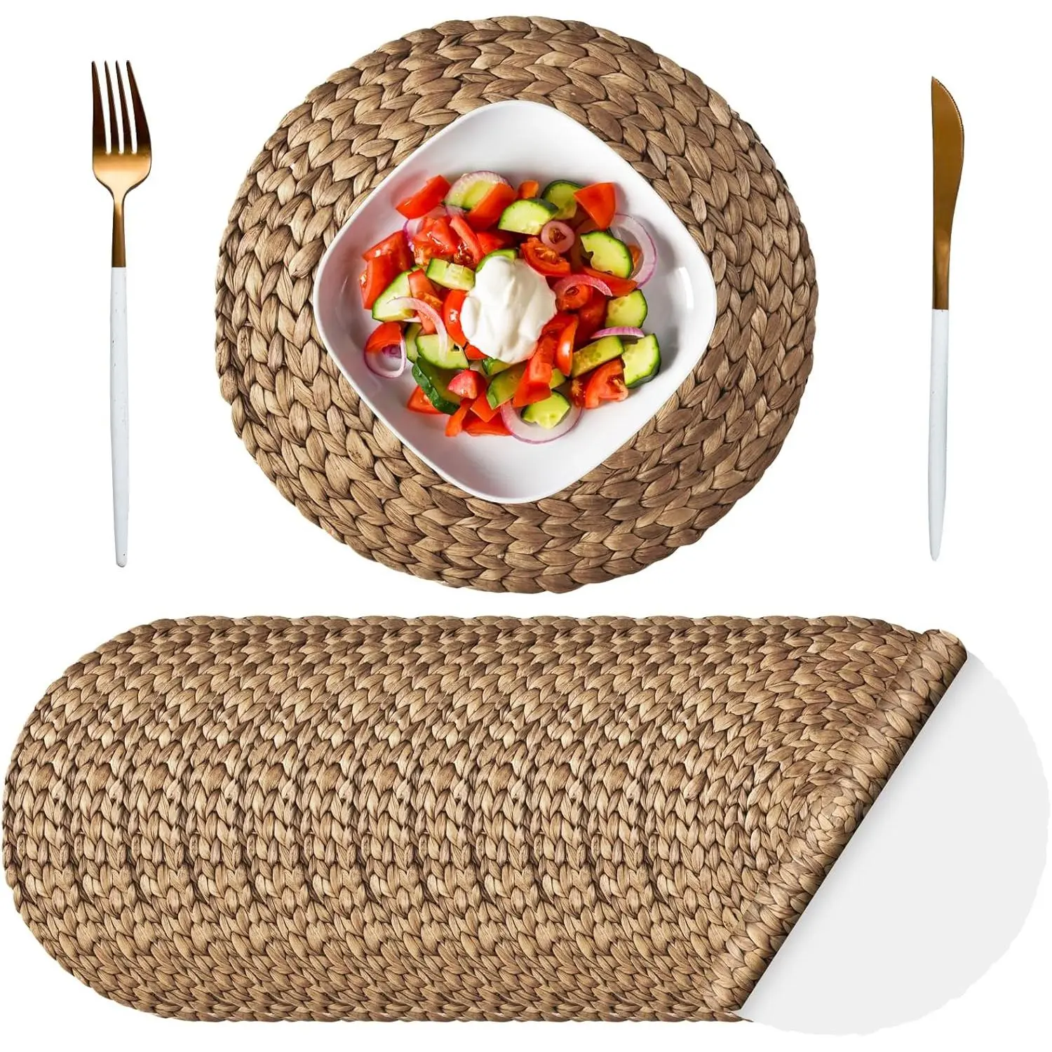100-Pack Disposable Woven Paper Placemats, 13in Bulk Pack Charger Place Mats for Dinner, Wedding Home Supplies Tableware