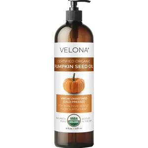 velona Pumpkin Seed Oil USDA Certified Organic - 8 fl oz | 100% Pure and Natural Carrier Oil | Unrefined, Cold Pressed