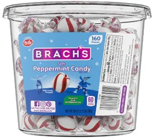 Brach's Bobs Sweet Stripes Soft Peppermint Candy, 160 Individually-Wrapped Pieces, 28 Ounce Jar