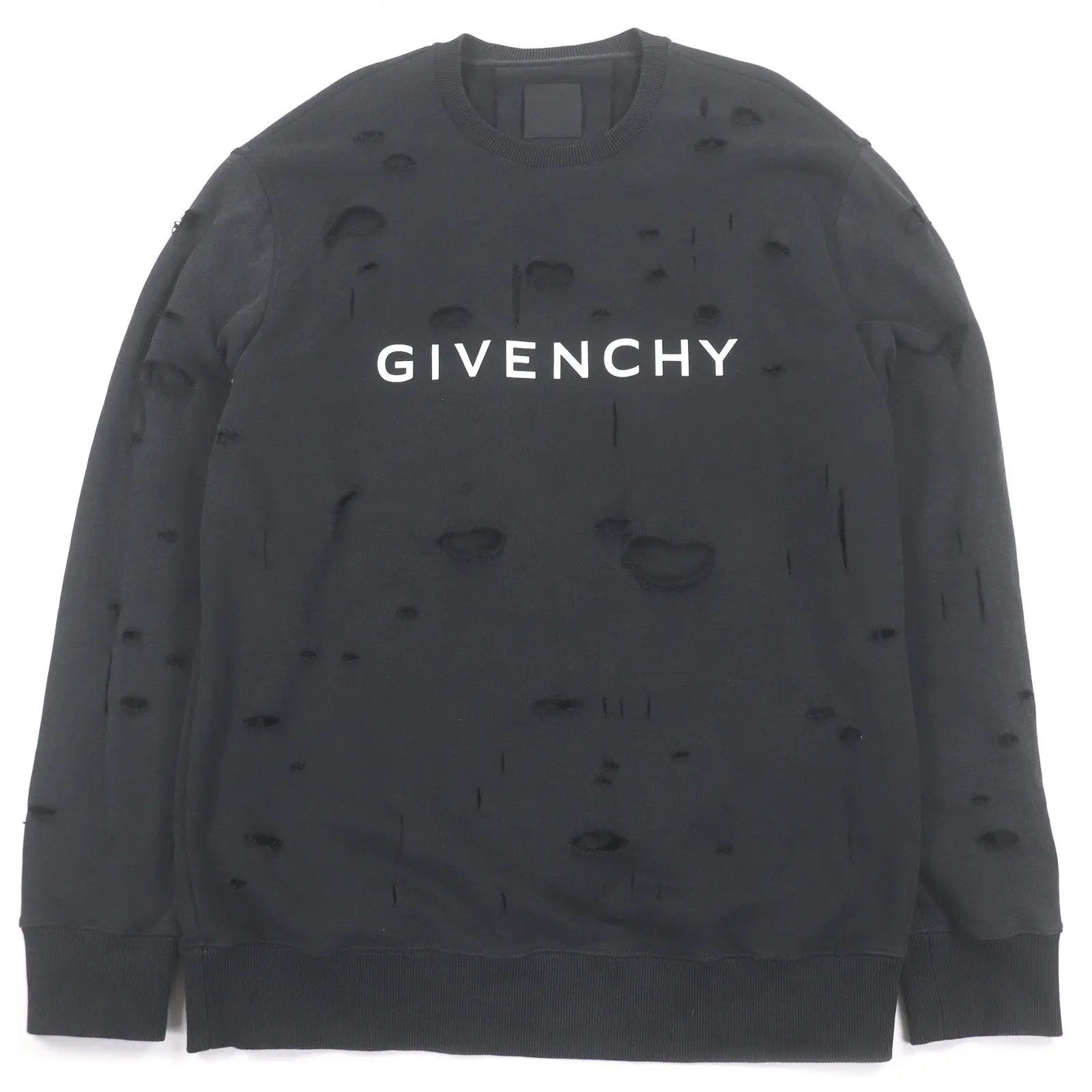 Pre-owned GIVENCHY Cotton Small Leather Goods Destroyed logo print Sweatshirt