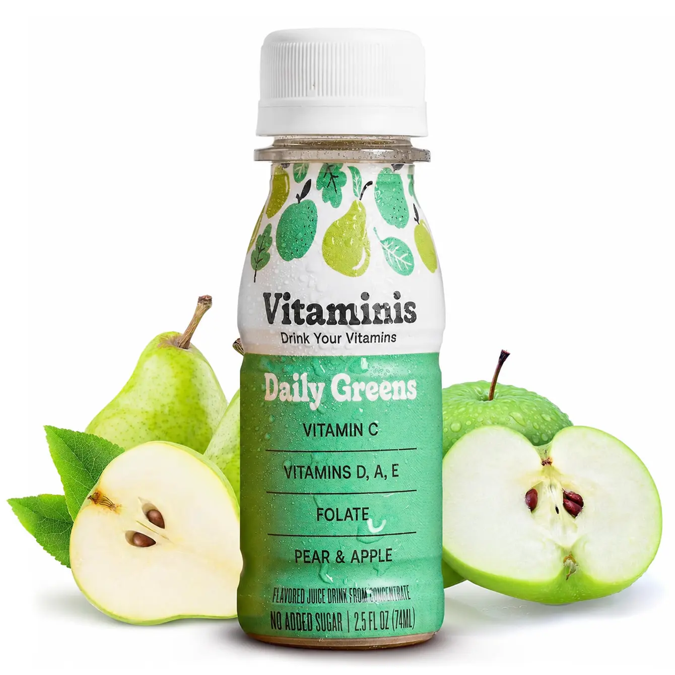 Vitaminis Daily Greens Juice Shot | Apple Pear | Vitamins A, C, D, E & Folate | No Added Sugar | 2.5 fl oz