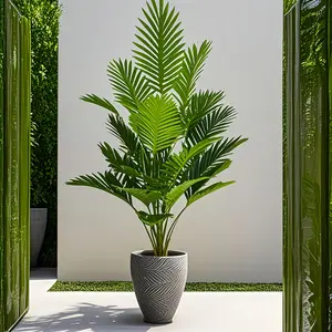 1pc Large 24 Leaves Artificial Potted Tree 119.89cm, Tropical Rainforest Decoration for Home Weddings Hotels Gardens, Durable Plastic Indoor Outdoor Use, Artificial Potted Plant, Artificial Palm Tree, House Plants Decor, Fake Plant Decoration