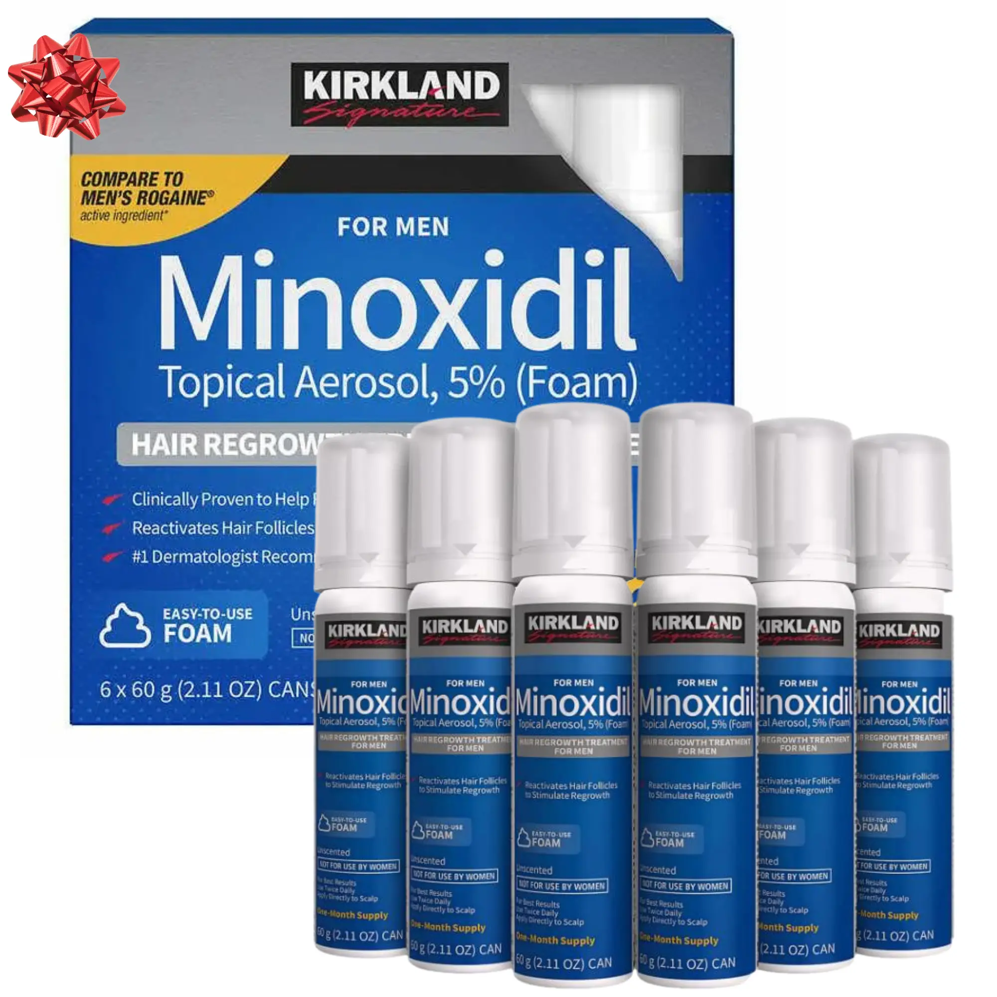 Kirkland Signature Hair Regrowth Treatment Minoxidil Foam for Men, 2.11 oz (1 ,2,3 and 6 Months Supply) Haircare Unscented