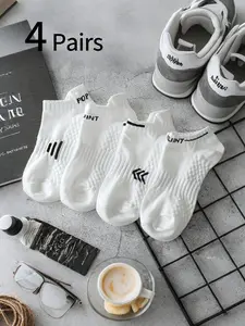 4 Pairs Socks for Teen Boys, Breathable Sport Socks for Spring Summer, Anti-Slip Honeycomb Bottom, Basketball Socks, Versatile Student Crew Socks