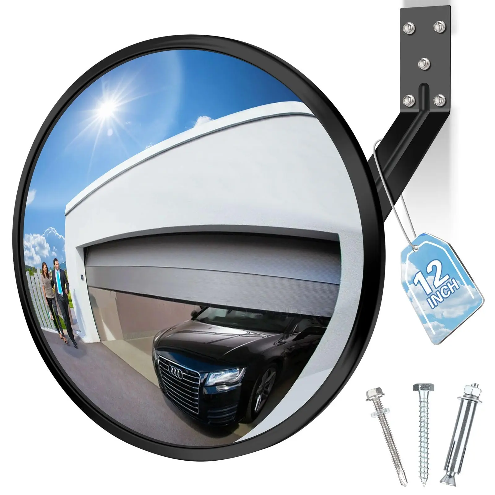 12 Inch Convex Mirror  Adjustable Wide Angle View Indoor Security Corner Blind Spot For Warehouse Office Parking Garage And Traffic Safety