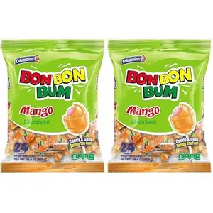 Colombina Bon Bon Bum Lollipops Mango Flavor, 24 Count (Pack of 2)