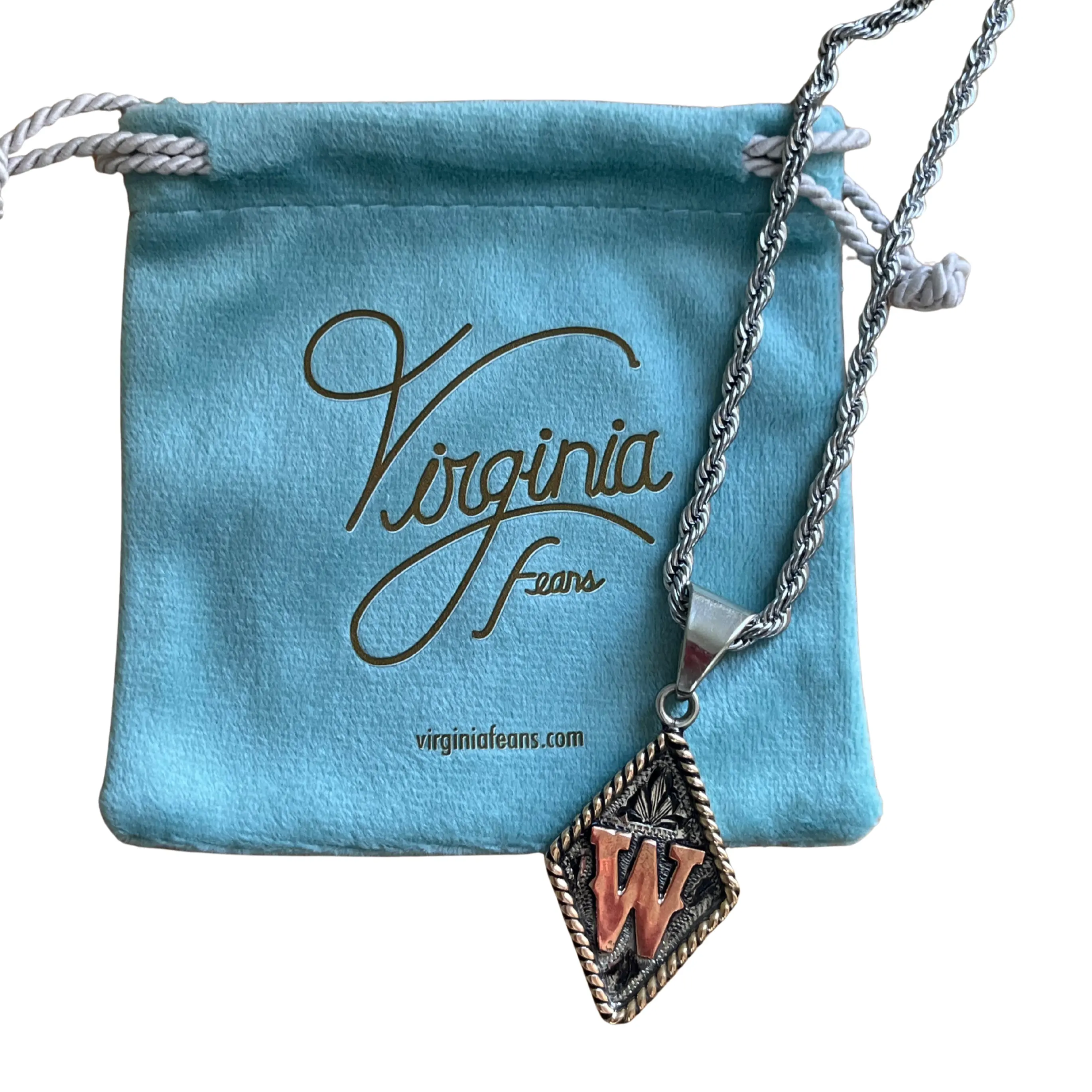 Handmade Diamond Shaped Necklace with Custom Copper Initial - FREE Chain Included (Ships in 21 Days)