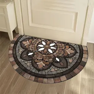 Stone Pattern Carved Print Door Mat, Velvet Material, 1000g/sq.m, 0.5mm Thick, Decorative Area Rug, Home Decor Ideal for Porch, Front Door, Living Room, Kitchen