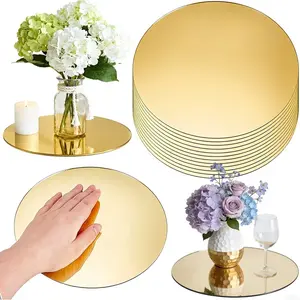 20 pieces, 25cm golden circular acrylic mirror table mat, Placemat, wedding table decoration, party candle decoration, party decoration, DIY background board, classic design, fashionable wall art, high-quality acrylic, Home, Acrylic Coasters