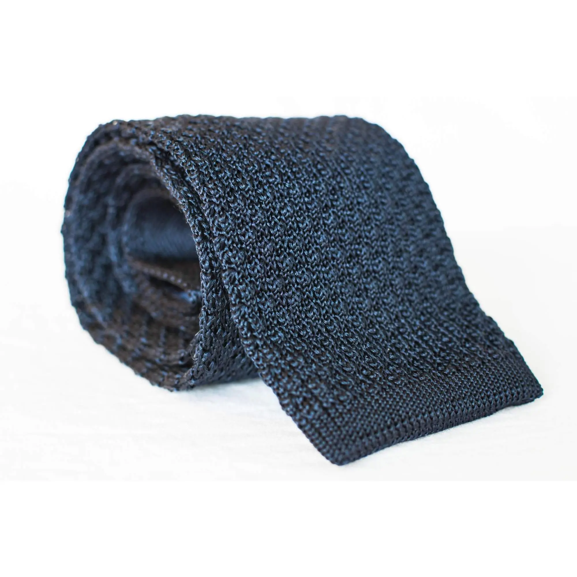 Solid Navy Knit Tie