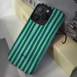 Green Striped All-In-One Case for Iphone 16/15/14/13/12/11 Pro Max - an Ideal Present for The Festive Season, Including Christmas And New Year, Suitable for Both Men And
