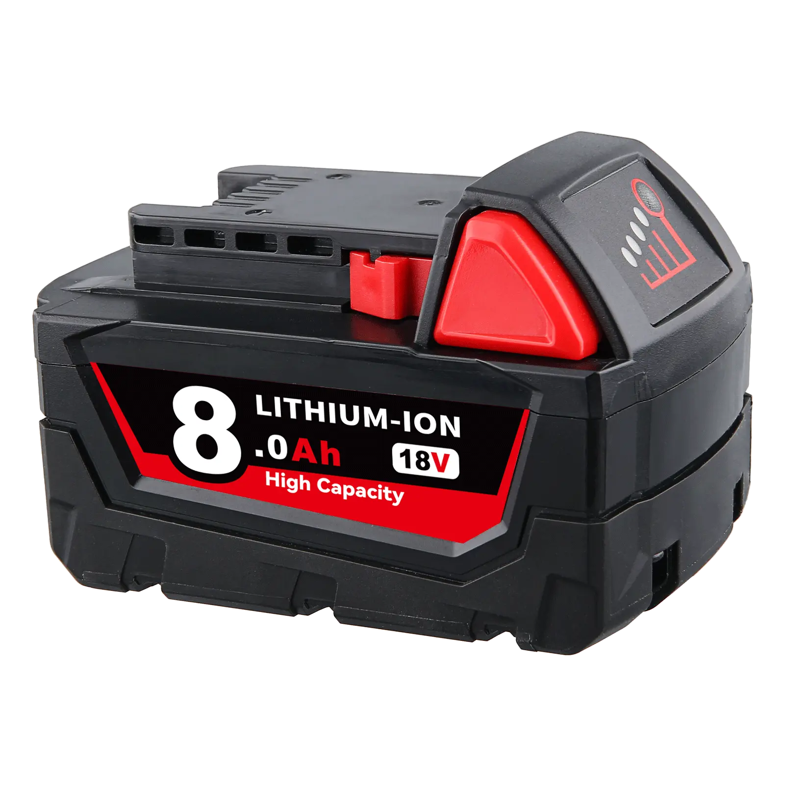 18V 8000mAh Lithium-Ion Replacement Battery for Milwaukee M18 Cordless Tools, High-Capacity Rechargeable Pack with Built-In LEDs Fuel Gauge, Safety & Intelligent Protection, Cordless Tools Batteries