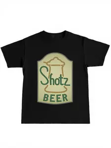 Vintage Shotz Beer Print T-Shirt, Casual Men's Top, Classic TV-Inspired Retro Beer Lovers Tee, Daily Home Wear, Fun Retro Beer Print