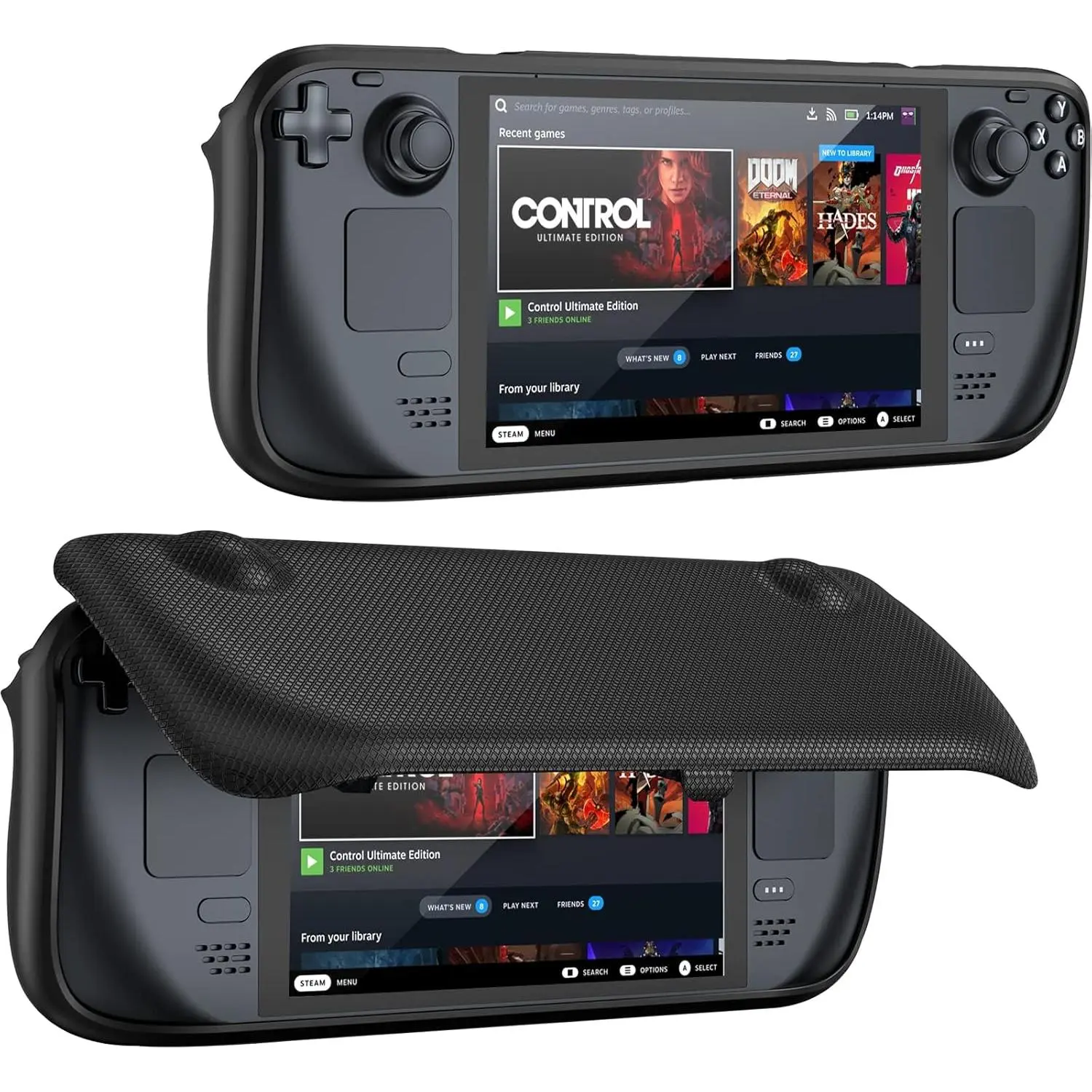 Handheld Game Console Protection Flip Case - Magnetically Detachable Front Cover Console Accessory for 2023 Steam Deck/Steam Deck OLED, Black Gaming Items