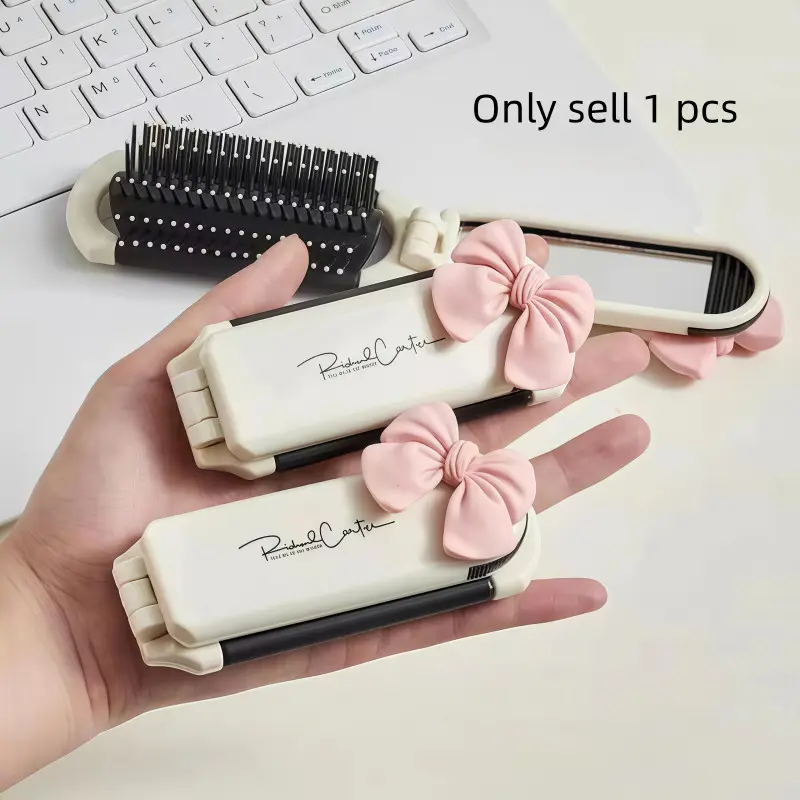 Foldable Cushion Comb, Portable Mini Hairbrush, Mirror Comb Integrated, Massage Brush, Styling Brush, Hair Styling Combs, Ideal for Travel, Hair Styling Tools