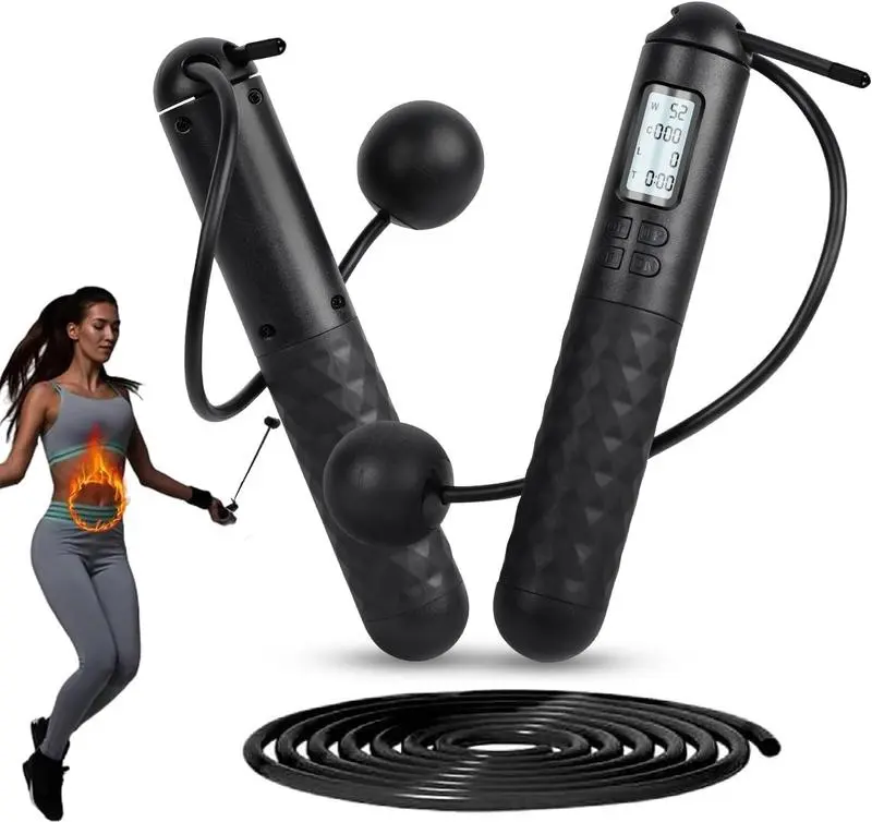 Smart Dual-Mode Jump Rope - Switch Between GravityBall & Steel Wire! Digital Calorie/Time Tracker, Adjustable Weight for Home/Gym Workouts & Calorie Burn,Durable, birthday gift